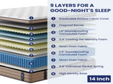 14 Inch King Mattress - Hotel-Collection Hybrid Mattress with Gel Memory Foam & Pocket Springs, B2716P415512