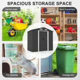 6 x 4 FT Outdoor Storage Shed, Metal Garden Storage House with Slanted Roof & Double Sliding Doors 10356971