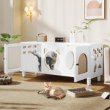 Furniture Style Cat Cabinet Cream white Cat litter box With Sisal scratching door Cat friendly N843P252373C