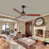 60 Inch Elegant Ceiling Fan with Remote Control,3 Mahogany Solid Wood Blades, Suitable for Indoor KBS-6005-1