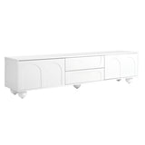 ON-TREND Cream Style TV Stand with Arched Doors & 2 Drawers for TVs up to 75", Minimalist Media N721P205779K