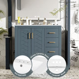 36'' Bathroom Vanity with Ceramic Sink Combo, Solid Wood Frame Bathroom Storage Cabinet, N710P243327C