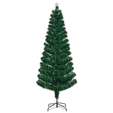 ZUN 6 FT Pre-lit Christmas Tree, Artificial Fiber Optic Christmas Tree with Lighted Top Star and 220 97014483