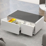 ZUN Modern Smart Coffee Table with Built-in Fridge, Bluetooth Speaker, Wireless Charging, Touch Control W1172P178882