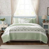 6 Piece Cotton Percale Quilt Set with Throw Pillows Full/Queen B035P294112