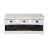 ZUN Collection Wood Storage Bench with 3 Drawers and 3 Baskets 21928158