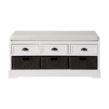 ZUN U_STYLE Homes Collection Wood Storage Bench with 3 Drawers and 3 Baskets WF323641AAK