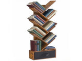 7-Tier Tree Bookshelf with Drawer, Tall Narrow Wood Bookcase for Living Room, Bedroom, Floor 67147654