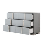 ZUN Elegant Modern Dresser with Metal Handle,Mirrored Storage Cabinet with 6 Drawers for Bedroom,Living 24755418