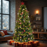 7.5 FT Artificial Christmas Tree with DIY 400 Warm White LED Lights, Hinged Xmas Pine Tree with Tree 94724856