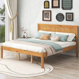 Platform Bed Frame with Headboard, Wood Slat Support, No Box Spring Needed, Queen, Oak WF212813AAN