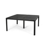 ZUN Outdoor Modern Aluminum Dining Table with Woven Accents, Antique Matte Black 65144.00BLK