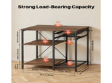 Kitchen Bakers Rack, 35.4-Inch Wide Stand with X-Frame Support, Multi-Tier Storage Shelves, 5 Hooks 27874228