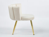 Modern OFF WHITE dining chair with iron tube golden color legs, velvet and comfortable W234P256809
