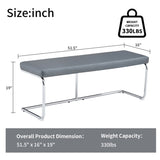 51.5" Decorative Stainless Steel Contemporary Bench in Faux Leather for Entryway Bench, Bedroom end N752P186171G