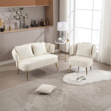 ZUN COOLMORE Polyester Accent sofa Modern Upholstered Armsofa Tufted Sofa with Metal Frame, Single W1539140086