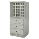 ZUN Antique White Wine Cabinet with 3 Drawer B062P209333