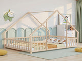 Full Size Floor Bed Triangle Roof Frame and Support Bed Slats, Montessori Kids Playhouse Bed 69568687