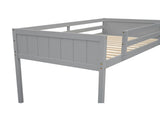 Twin Size Wood Low Loft Bed with Ladder, ladder can be placed on the left or right, Gray WF313084AAE