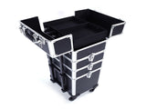 4-in-1 Draw-bar Style Interchangeable Aluminum Rolling Makeup Case Black 67069398