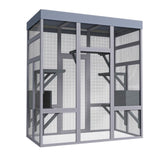 62.6" Wooden Outdoor Catio for Cats, Large Cat Enclosure with Waterproof Roof, 2 Napping House, W773P315772