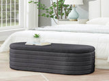 Modern Oval Storage Ottoman Bench, Upholstered Fabric End Bed Storage Bench Aesthetic Large Foot W2186P440509