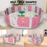 ZUN 20+2 Panel Baby Playpen, Foldable Playard for Baby and Kids, Adjustable Shape Play Fence with Safety 75928956