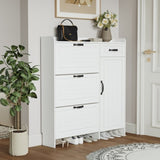 White color shoe cabinet with 4 doors 1 drawers,large space for storage W1320P147738