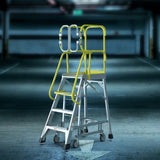 4 Step 375lbs Aluminum Rolling Platform Ladder W2529P251565