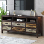 ZUN U-Can Retro Distressed Wooden TV Stand for TVs up to 65 Inches, Entertainment Center Media Console N724P176487D