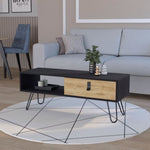 ZUN Black and Macadamia Hairpin Legs Coffee Table B062P175178