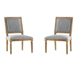 French Country Dining Chairs Elegant Cane Backrest & Upholstered Seats with Fluted Legs N767P263677G