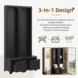 ON-TREND Elegant Free Standing Hall Tree Set of 2, Multifunctional 3-IN-1 Entryway Coat Rack with N721P249242B