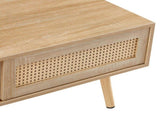 41.34" Rattan Coffee table, sliding door for storage, solid wood legs, Modern table for living room 94308535