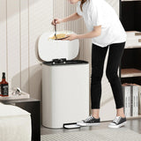 13 Gallon 50L Kitchen Foot Pedal Operated Soft Close Trash Can - Stainless Steel Ellipse Bustbin W1550128067