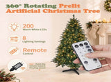 6FT Green Rotating Christmas Tree with 200 Warm White LED Lights, 8 Lighting Modes & Remote, 850 37715387