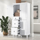 Retro Multi-Functional Storage Cabinet with Adjustable Shelves, 3 Drawers, and 3 Enclosed 73802315