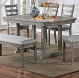 ZUN Dining Table Gray Color Diamond Wood Grain Pattern 1pc Table Wire-brushed Finish B011P246577