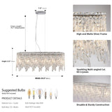 (Same as W1340P189443/L5024-880-C) Silver Elegant Oval Crystal Chandelier, Modern Ceiling Light W1340P189500