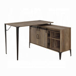 ZUN Rustic Oak L-Shaped Writing Desk with USB Port B062P209222