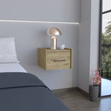 Floating Nightstand, Space-Saving Design with Handy Drawer and Surface, Macadamia B097P163090