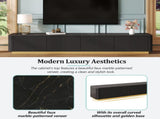 ON-TREND Luxury Fluted TV Stand for TVs Up to 85", Faux Marble Tabletop Media Console with 4 N721P298025B