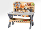 Wooden Tool Bench Play Set for Toddlers, Pretend Play Workbench with Clock, Interlocking Gears, 38037431
