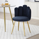 Modern Velvet Dining Chairs Set of 2, Woven Dining Chair with Golden Metal Legs, W1117P180621