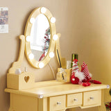 Kids Vanity Set with Mirror and Lights and Stool, 5 Storage Drawers, Pretend Play Princess Makeup 00124884