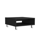 ZUN Coffee Table 10.6" H, 1 shelf, 4 legs, Black B097P250873