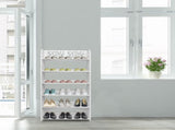 Wood-plastic Board Six Tiers Carved Shoe Rack White A 50577660