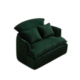 Convertible Compressed Sofa Chair with Ottoman, Modern Corduroy Fabric Armchair for Small Spaces, 37809310