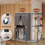 2 Tier Clothing Rack With Cover Portable Wardrobe Closet Covered Garment Rack with 4 Wheels 2 33352784
