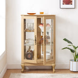 2 Doors Curio Cabinet with Tempered Glass Doors, Curio Cabinets with Mirrored Back Panel and W2275P178895
